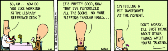 Dilbert comic strip - library reference desk