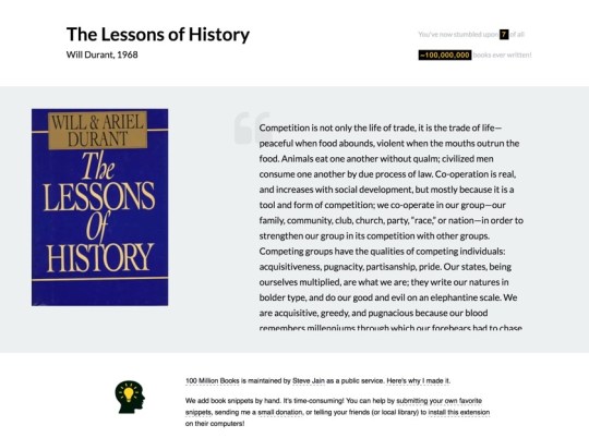 100 Million Books Chrome extension - The Lessons of History