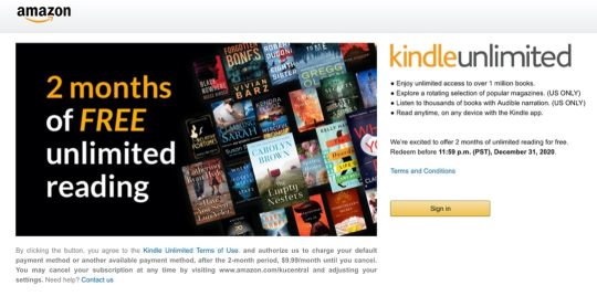 60-day free trial Kindle Unlimited special offer