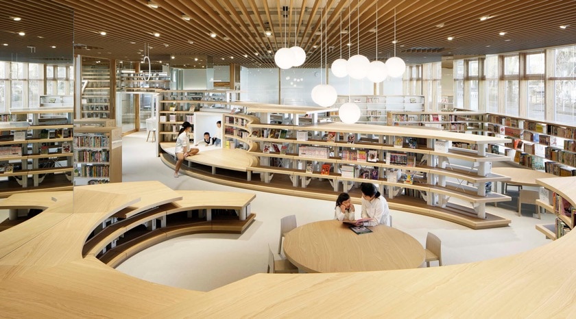 River-inspired Japanese library becomes a favorite meeting point for kids