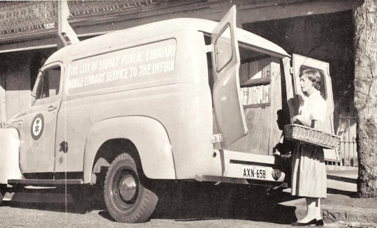 A special mobile service for the disabled offered by the Sydney Public Library, 1955