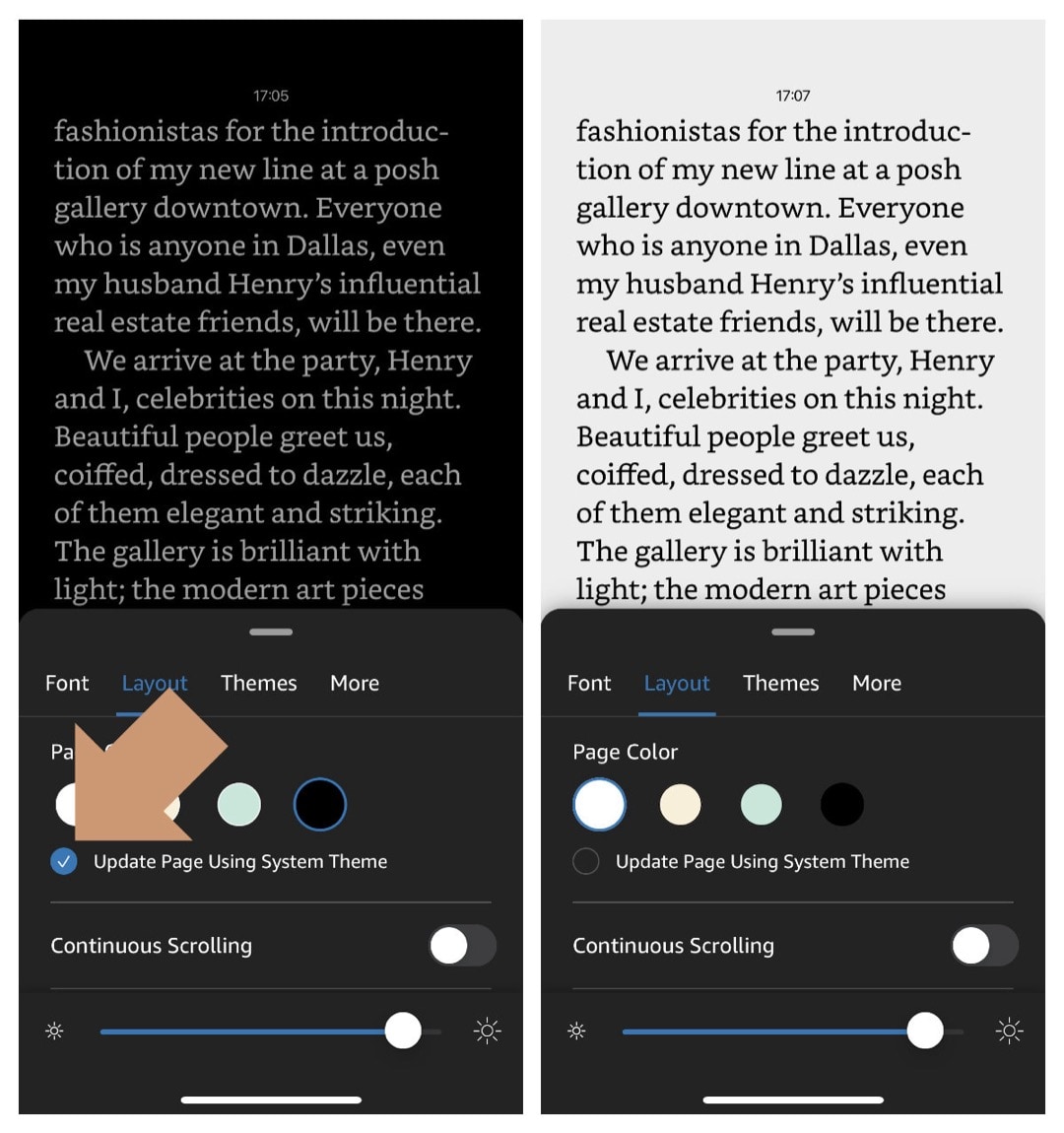 Amazon Kindle iPad - disable automatic color switcher