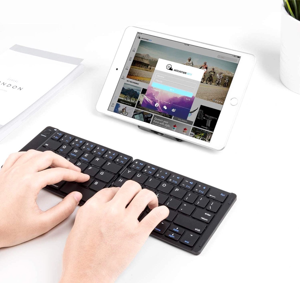 Compact full-size keyboard for Amazon Fire with stand