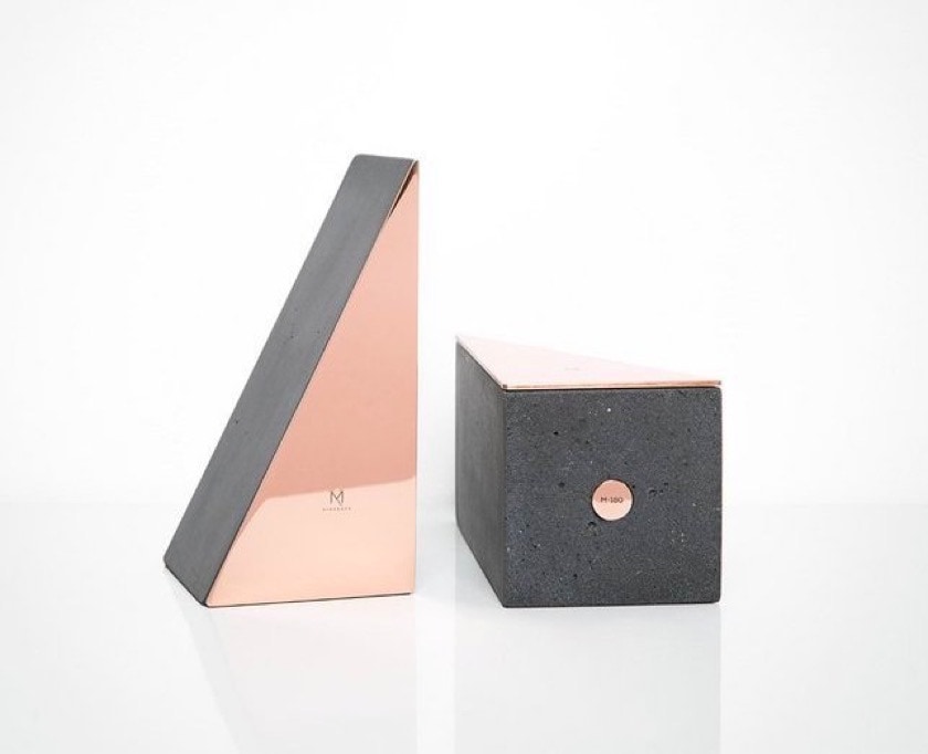 Contemporary concrete and copper bookends