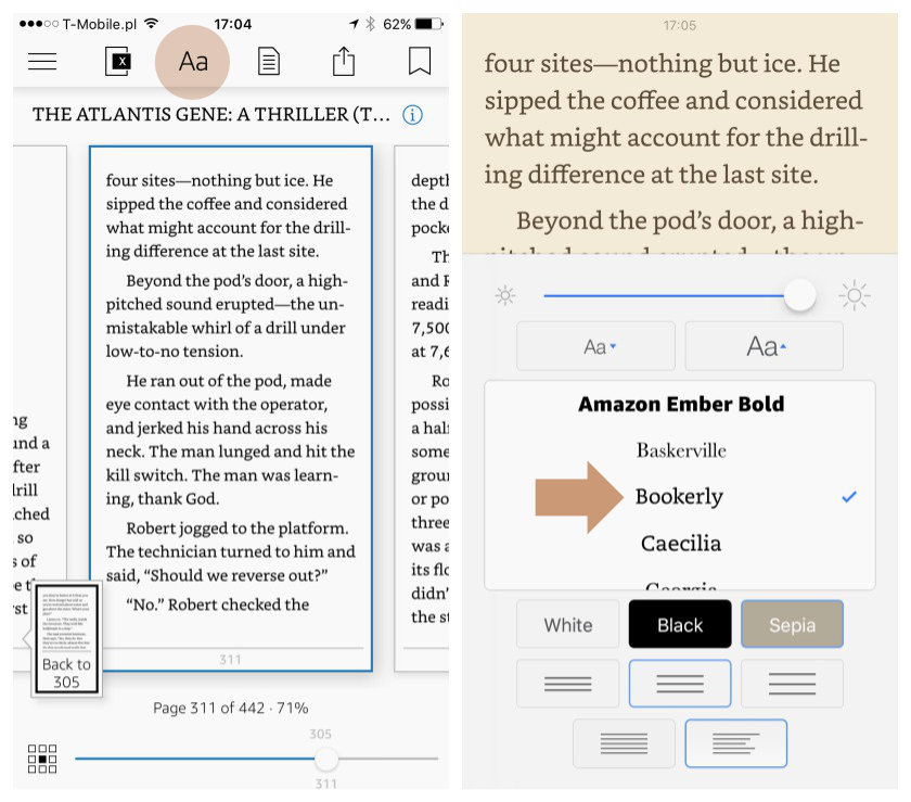 Customize the settings in Kindle app for iPad and iPhone