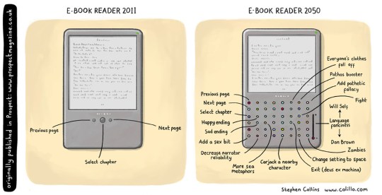 E-book reader in 2050 - #cartoon