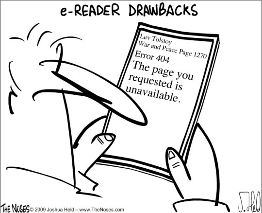 Ereader drawbacks - cartoon