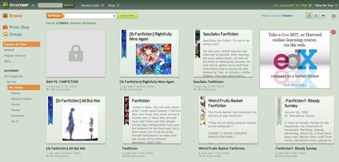 Fanfic websites - deviantART