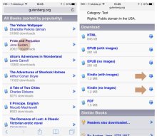 Finding free ebooks for Kindle for iOS on Project Gutenberg