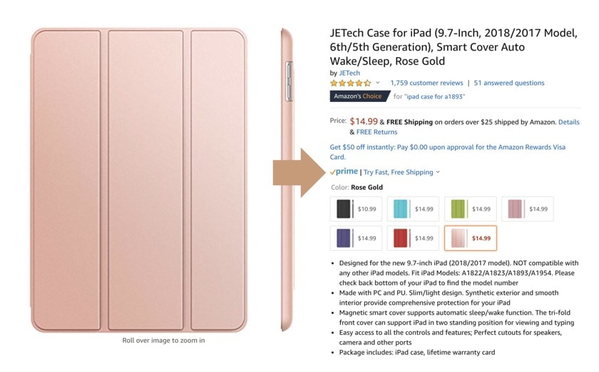 iPad on Amazon – how to find Prime eligible items