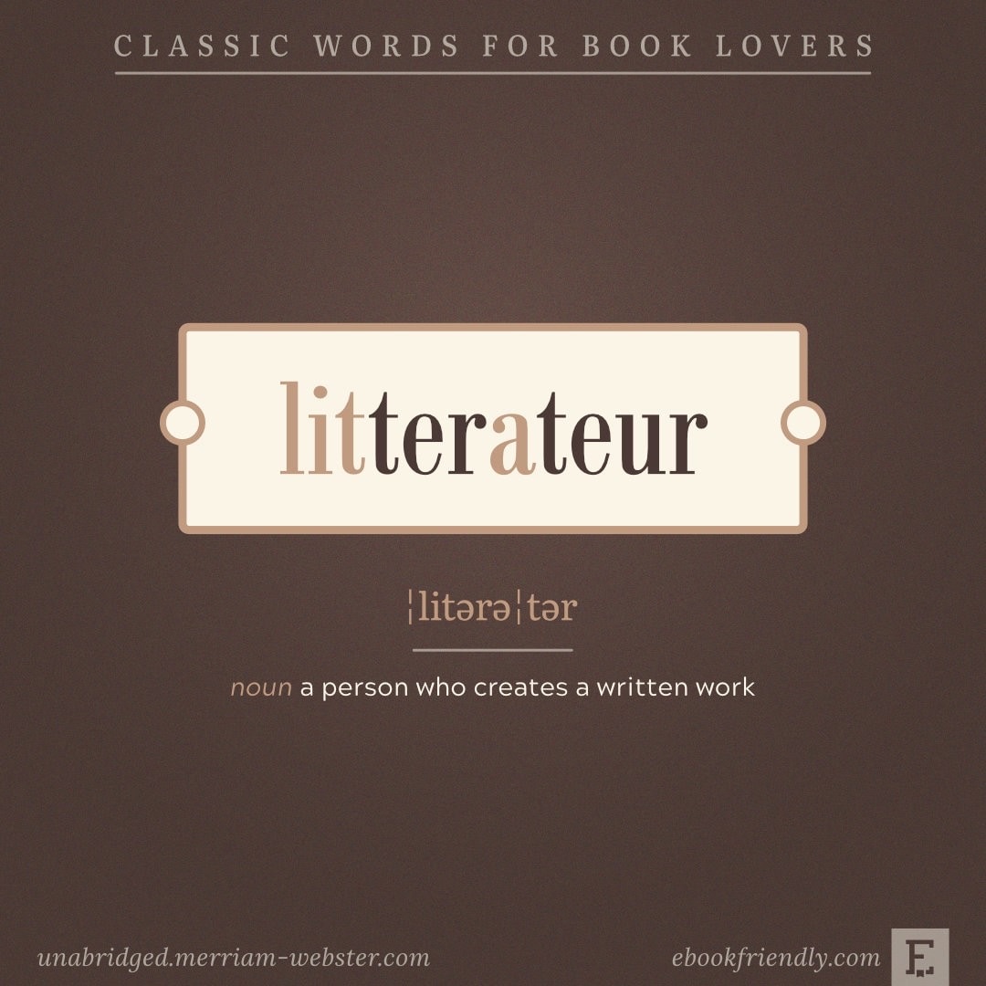 Litterateur - a person who creates a written work - bookish images and memes