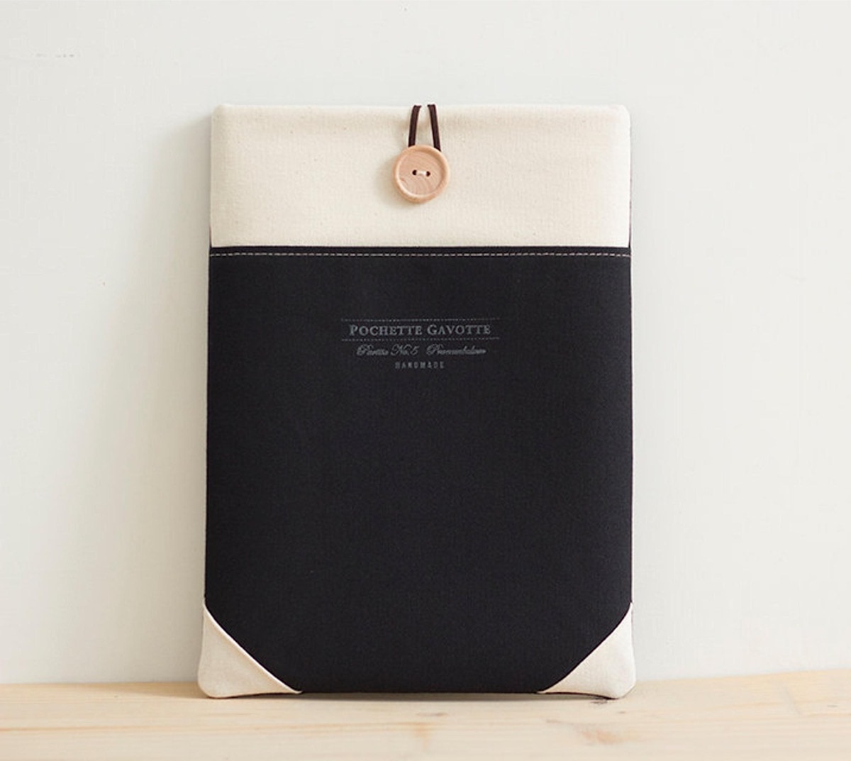 Natural cotton iPad Pro sleeve with button