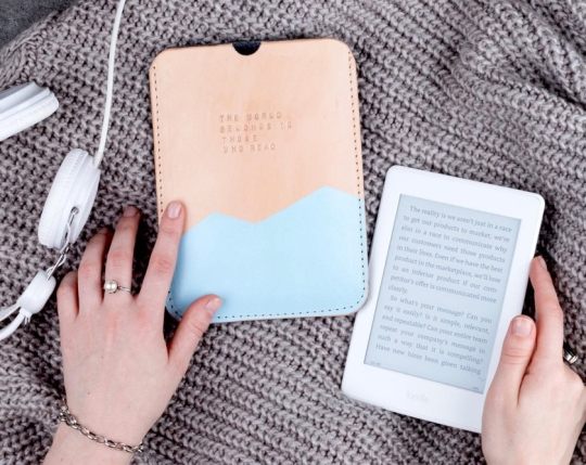 Personalized monogrammed leather sleeve for Kindle 10th-generation released in 2019