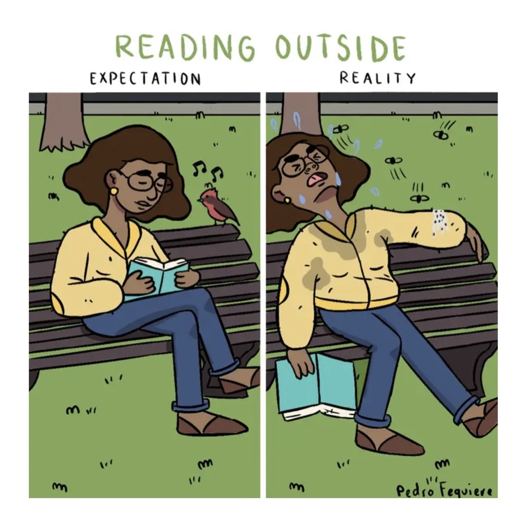 Reading Outside - best cartoons about reading