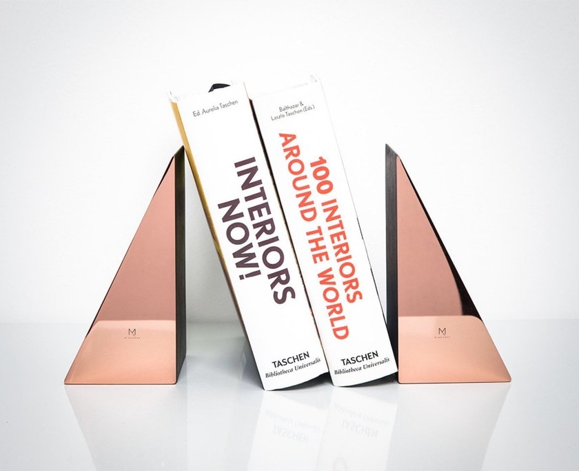 Scandinavian style minimal rose gold bookends