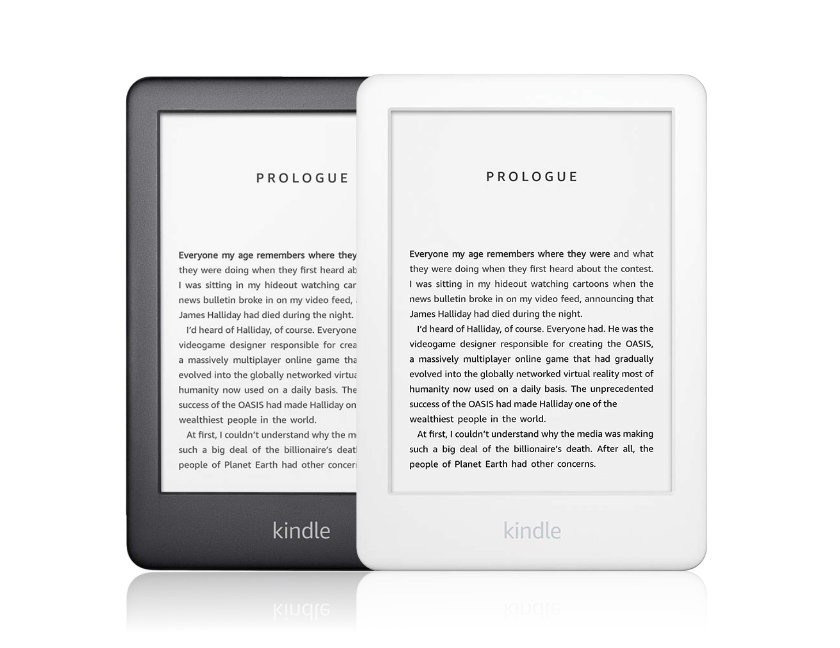 The basic Kindle model released in 2019 is available in black and white