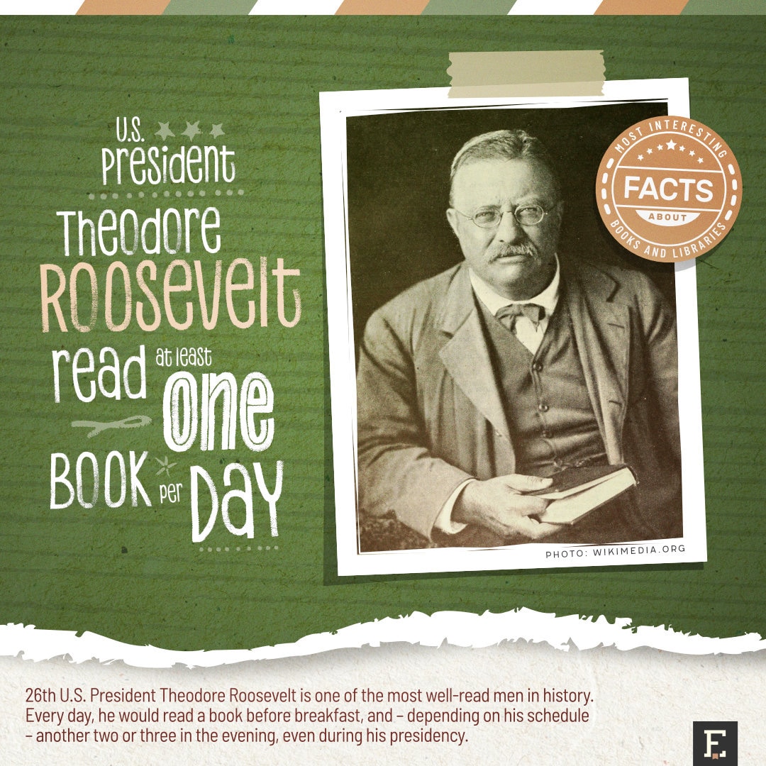 Theodore Rosevelt read one book a day - top facts about books