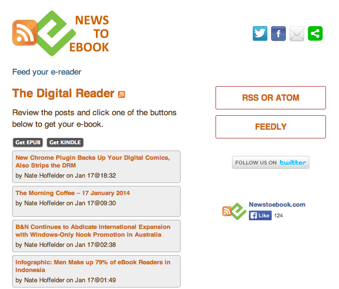 NewsToEbook turns your feeds into an ebook